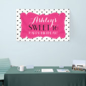 Gepersonaliseerde Polka Dots Sweet 16 Birthday Ban Spandoek (Beurs)
