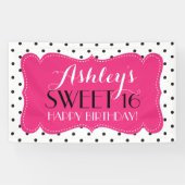 Gepersonaliseerde Polka Dots Sweet 16 Birthday Ban Spandoek (Horizontaal)