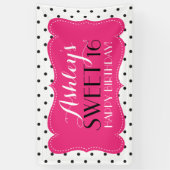 Gepersonaliseerde Polka Dots Sweet 16 Birthday Ban Spandoek (Verticaal)