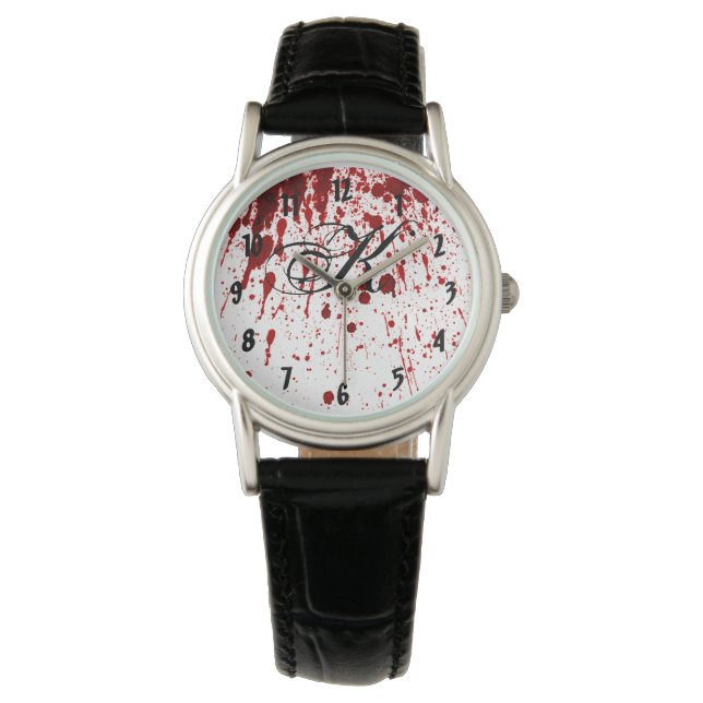 Gepersonaliseerde pols kijken Bloed Splatter Vampi Horloge (Voorkant)