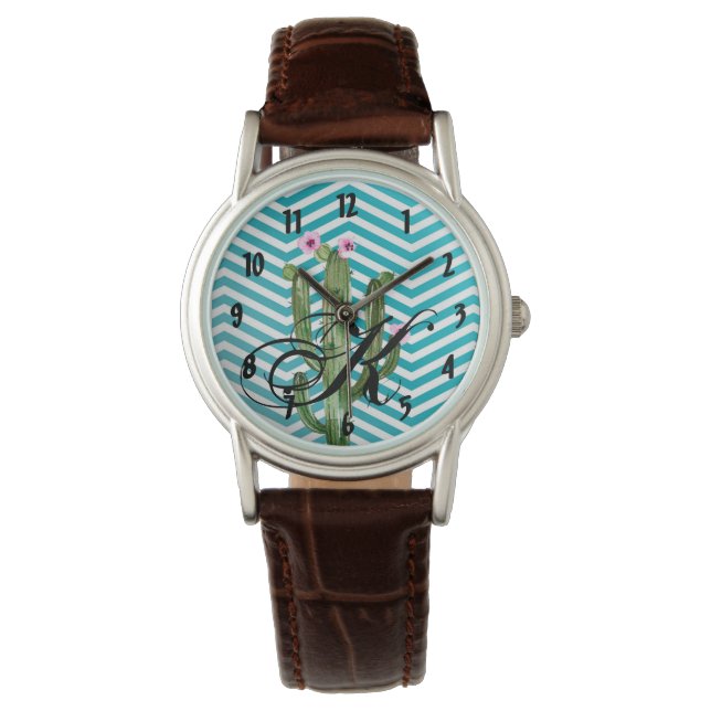Gepersonaliseerde polshorloge Boho Cacti Cactus Su Horloge (Voorkant)