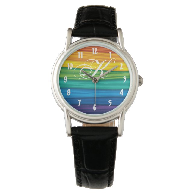 Gepersonaliseerde polshorloge lgbtq regenboog vlag horloge (Voorkant)