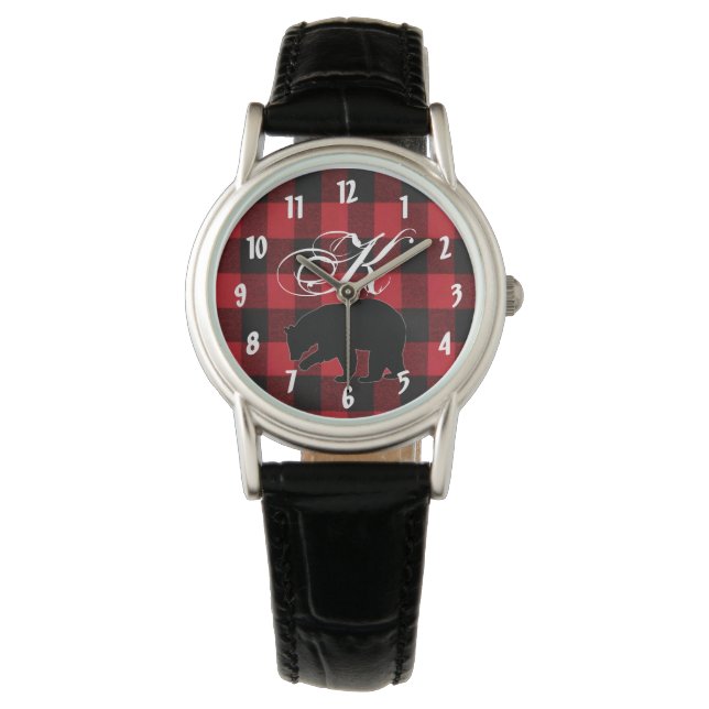 Gepersonaliseerde polshorloge Red Buffalo Plaid Be Horloge (Voorkant)