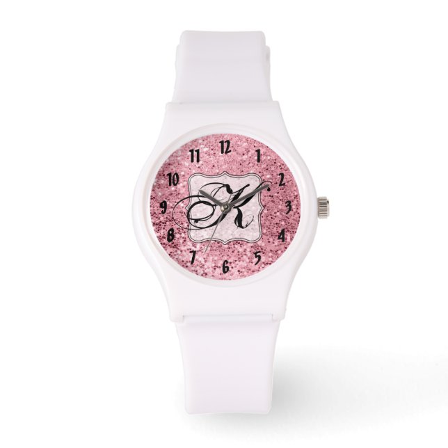 Gepersonaliseerde polshorloge Roos gouden glitter Horloge (Voorkant)