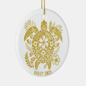 Gepersonaliseerde Polynesische schildpad Kerstvaka Keramisch Ornament (Rechts)