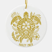 Gepersonaliseerde Polynesische schildpad Kerstvaka Keramisch Ornament (Voorkant)