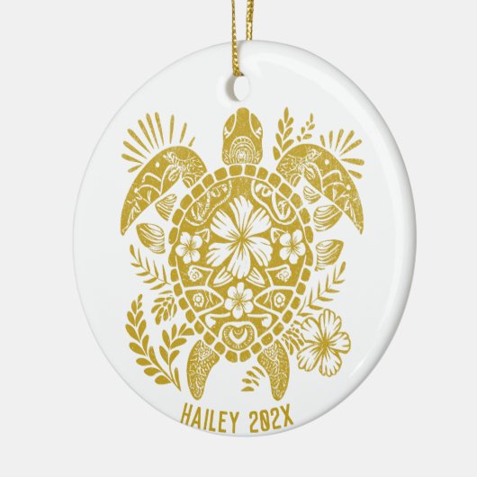 Gepersonaliseerde Polynesische schildpad Kerstvaka Keramisch Ornament (Links)