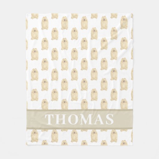 Gepersonaliseerde Pomeranian  Fleece Deken (Voorkant)
