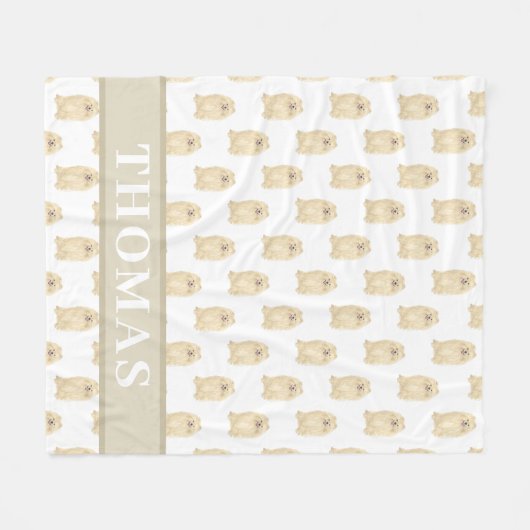 Gepersonaliseerde Pomeranian Fleece Deken (Voorkant (Horizontaal))