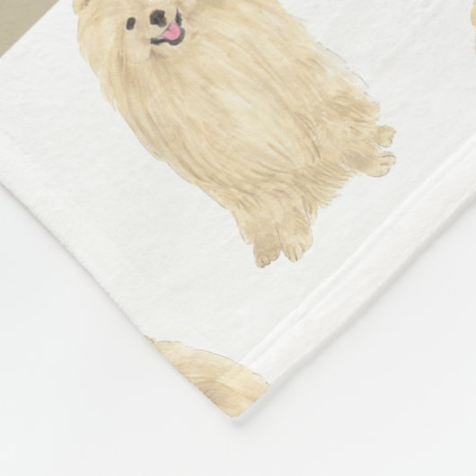 Gepersonaliseerde Pomeranian  Fleece Deken (Hoek)