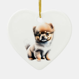 Gepersonaliseerde Pomeranian Puppy Keramisch Ornament