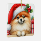 Gepersonaliseerde Pommerse Dragen van een Santa Ha Keramisch Ornament (Rechts)