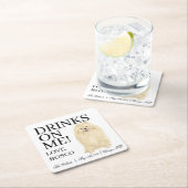 Gepersonaliseerde Pommerse Hond bruiloft Kartonnen Onderzetters (Insitu)