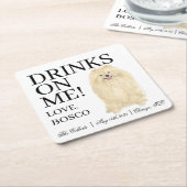 Gepersonaliseerde Pommerse Hond bruiloft Kartonnen Onderzetters (Schuin)