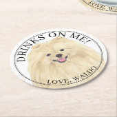 Gepersonaliseerde Pommerse Hond bruiloft Ronde Kartonnen Onderzetter (Gebogen)