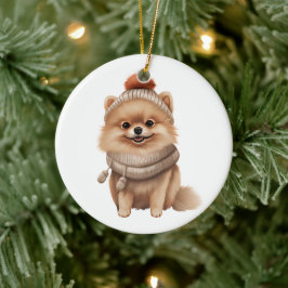 Gepersonaliseerde Pommerse hondenkunst Keramisch Ornament