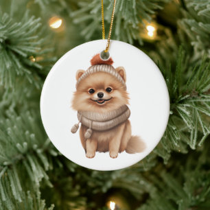 Gepersonaliseerde Pommerse hondenkunst Keramisch Ornament
