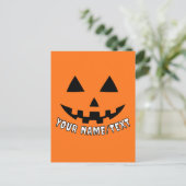 Gepersonaliseerde Pompoen Halloween Jouw naam of T Briefkaart (Staand voorkant)