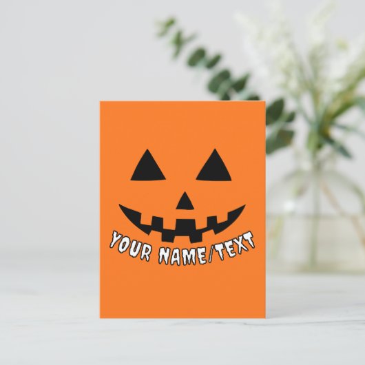 Gepersonaliseerde Pompoen Halloween Jouw naam of T Briefkaart (Staand voorkant)