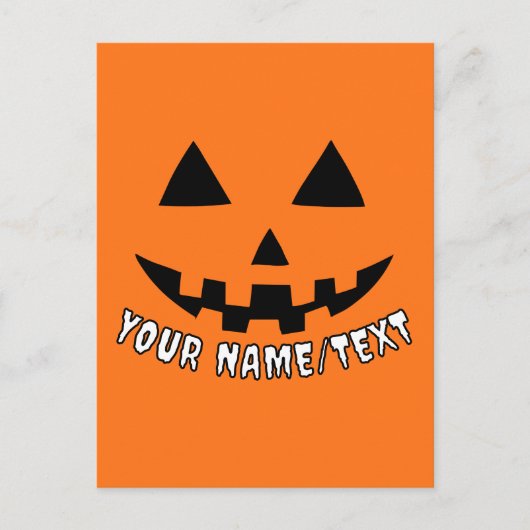 Gepersonaliseerde Pompoen Halloween Jouw naam of T Briefkaart (Voorkant)