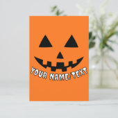 Gepersonaliseerde Pompoen Halloween Jouw naam of T Kaart (Staand voorkant)