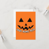 Gepersonaliseerde Pompoen Halloween Jouw naam of T Kaart (Voorkant / Achterkant in situ)