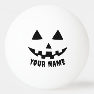 Gepersonaliseerde Pompoen Halloween Naam Zwart & W Pingpongbal
