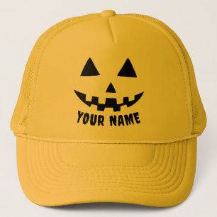 Gepersonaliseerde Pompoen Halloween Naam Zwart & W Trucker Pet