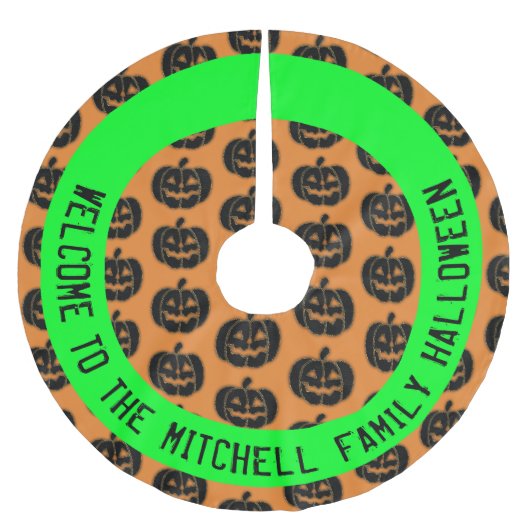 Gepersonaliseerde pompoenen Halloween Tree Skirt Kerstboom Rok (Voorkant)