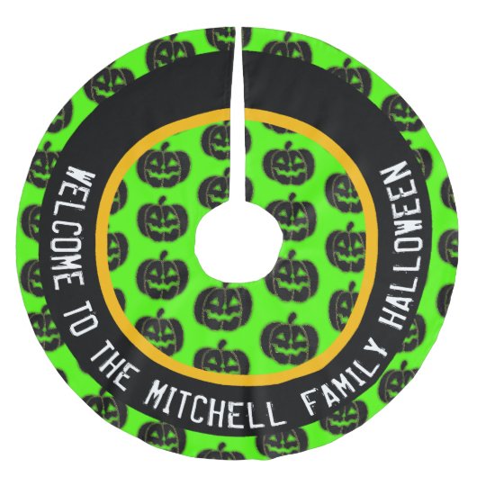 Gepersonaliseerde pompoenen Halloween Tree Skirt Kerstboom Rok (Voorkant)
