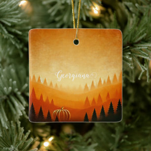 Gepersonaliseerde pompoenoogst herfstoogst keramisch ornament