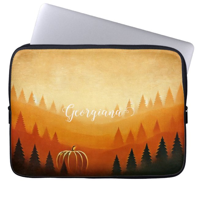 Gepersonaliseerde pompoenoogst herfstoogst laptop sleeve (Voorkant)
