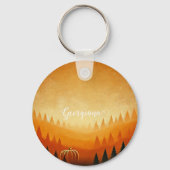 Gepersonaliseerde pompoenoogst herfstoogst sleutelhanger (Achterkant)