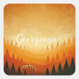 Gepersonaliseerde pompoenoogst herfstoogst vierkante sticker