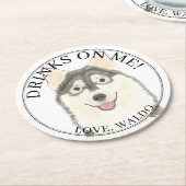 Gepersonaliseerde Pomsky Hond bruiloft Ronde Kartonnen Onderzetter (Gebogen)