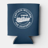 Gepersonaliseerde Pontoon Boat Oseigenaars Witte m Blikjeskoeler (Voorkant)