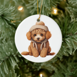 Gepersonaliseerde Poodle Dog Art Keramisch Ornament