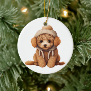 Gepersonaliseerde Poodle Dog Art Keramisch Ornament