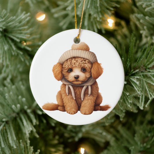 Gepersonaliseerde Poodle Dog Art Keramisch Ornament (Boom)