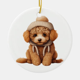 Gepersonaliseerde Poodle Dog Art Keramisch Ornament