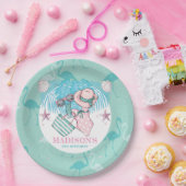 Gepersonaliseerde Pool Party Roze Turquoise Papieren Bordje (Feest)