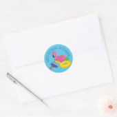 Gepersonaliseerde Pool Party Thema Zwembad Vlotter Ronde Sticker (Envelop)