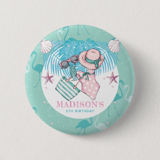 Gepersonaliseerde pool-roze ronde button 5,7 cm (Voorkant)