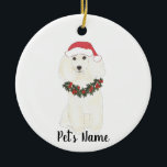 Gepersonaliseerde pool (wit) keramisch ornament<br><div class="desc">Maak dit jaar de mooie lijst met een ornament van je favoriete witte poedel elf! Voor de liefste geschenken,  combineer het met een bijpassende kunstafdruk of een ander item uit mijn collectie!</div>