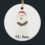 Gepersonaliseerde pool (wit) keramisch ornament<br><div class="desc">Maak dit jaar de mooie lijst met een ornament van je favoriete witte poedel elf! Voor de liefste geschenken,  combineer het met een bijpassende kunstafdruk of een ander item uit mijn collectie!</div>