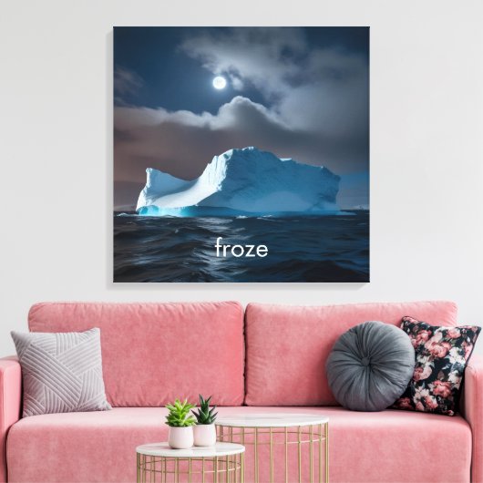 Gepersonaliseerde poolijsberg nachtelijke hemel canvas afdruk (Insitu (Woonkamer))