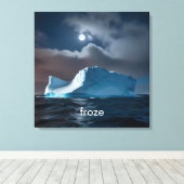 Gepersonaliseerde poolijsberg nachtelijke hemel canvas afdruk (Insitu (Houten vloer))