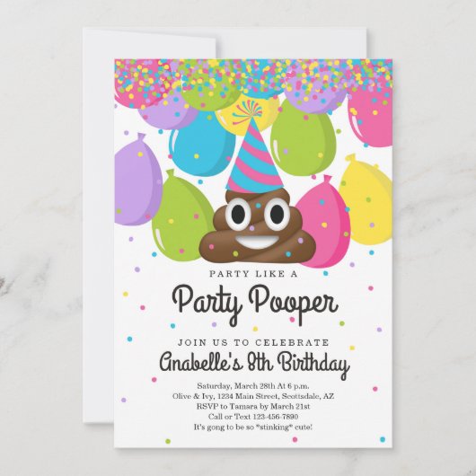Gepersonaliseerde Poop Emoji Thareed Birthday Part Kaart (Voorkant)