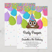 Gepersonaliseerde Poop Emoji Thareed Birthday Part Kaart (Voorkant / Achterkant)