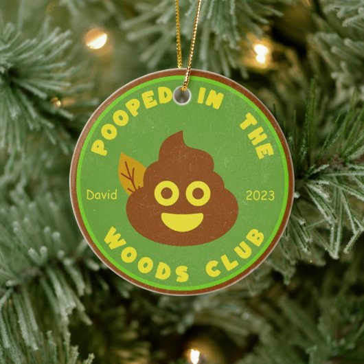 Gepersonaliseerde pooped in de Bossen kerstvakanti Keramisch Ornament (Boom)